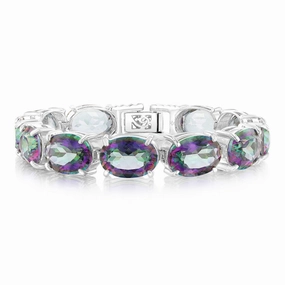 Sterling Silver 55 Carat Mystic Quartz Tennis Bracelet