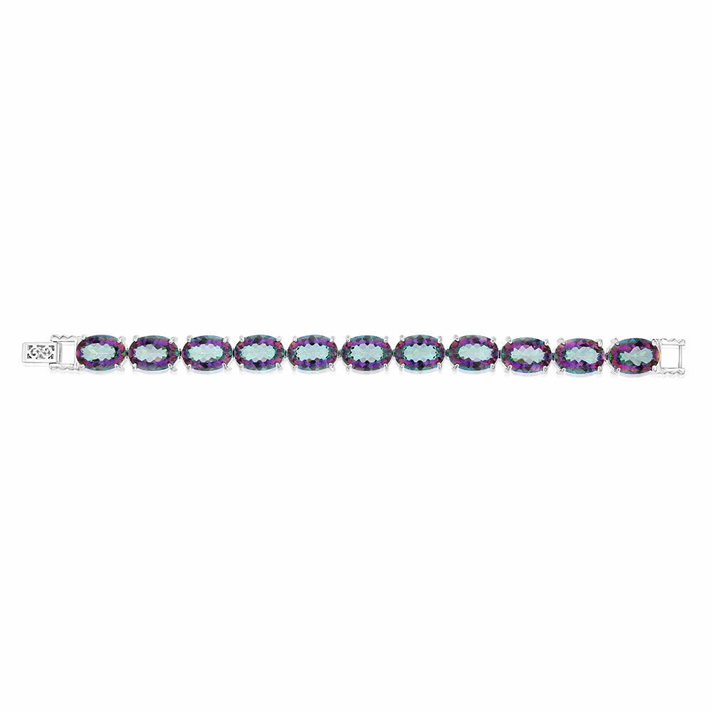Sterling Silver 55 Carat Mystic Quartz Tennis Bracelet