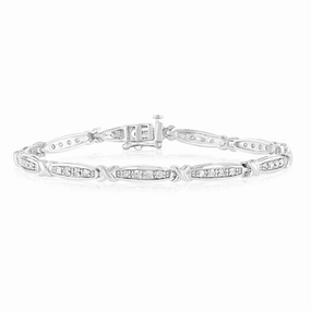 Sterling Silver & 0.95 Carat Diamond Fancy Bracelet