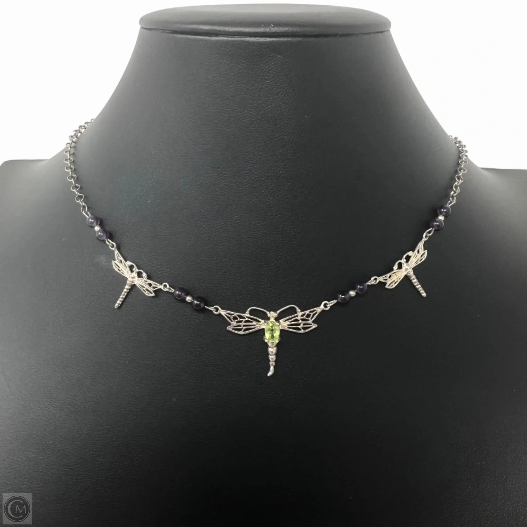 Sterling Silver & Gemstone Triple Dragonfly Necklace By Clothes Mentor