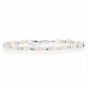 Sterling Silver Beads And Fresh Water Pearls 17 3cm Bracelets