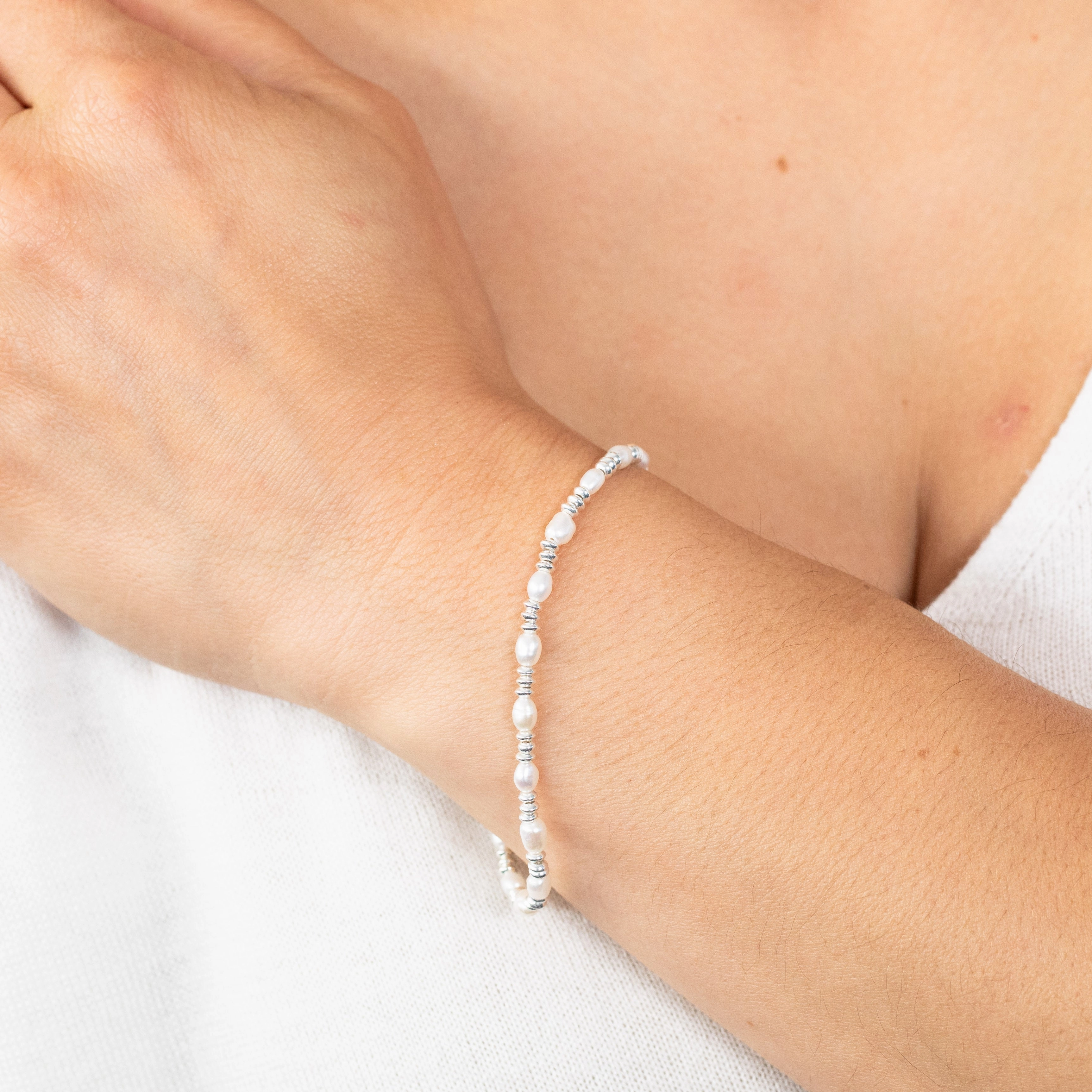 Sterling Silver Beads And Fresh Water Pearls 17 3cm Bracelets