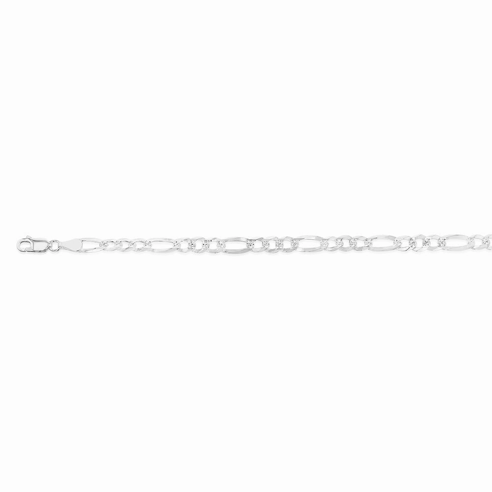 Sterling Silver Beveled Fancy 1:3 Figaro 140 Gauge 19cm Bracelet