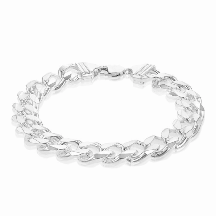 Sterling Silver Bevelled Curb 350 Gauge 24cm  Bracelet