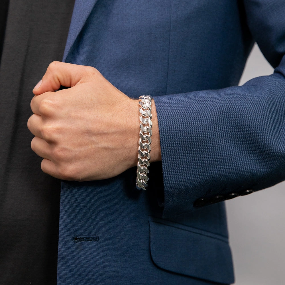 Sterling Silver Curb 350 Gauge 21cm Bracelet