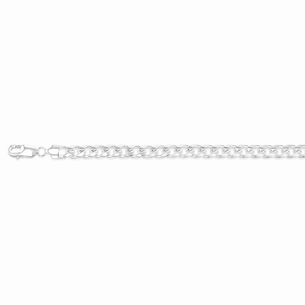 Sterling Silver Curb Beveled 23cm Bracelet