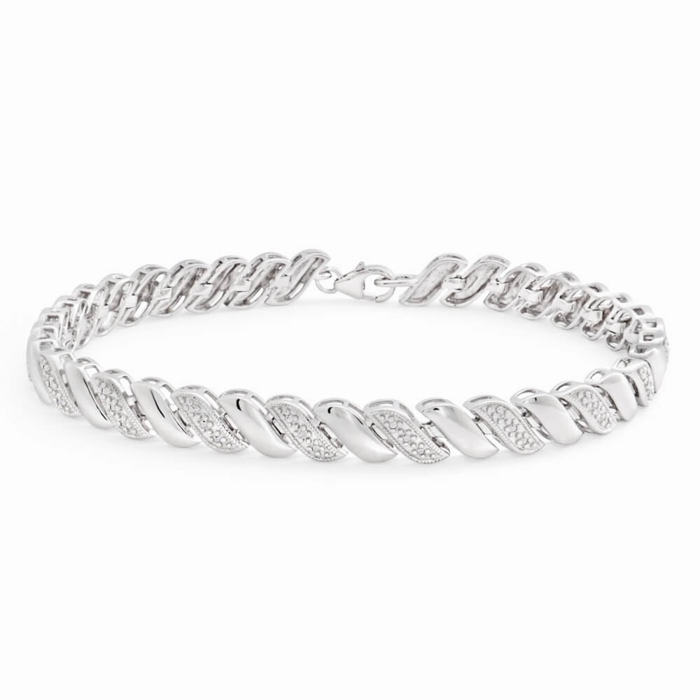 Sterling Silver Diamond Fancy 20cm Bracelet