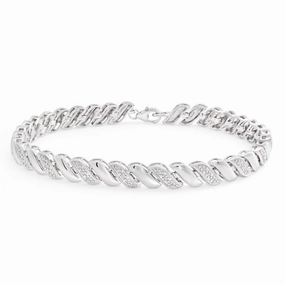 Sterling Silver Diamond Fancy 20cm Bracelet