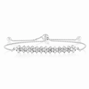 Sterling Silver Diamond Slider Bracelet with 18 Round Brilliant Cut Diamonds