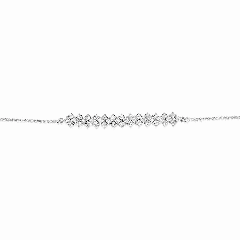 Sterling Silver Diamond Slider Bracelet with 18 Round Brilliant Cut Diamonds