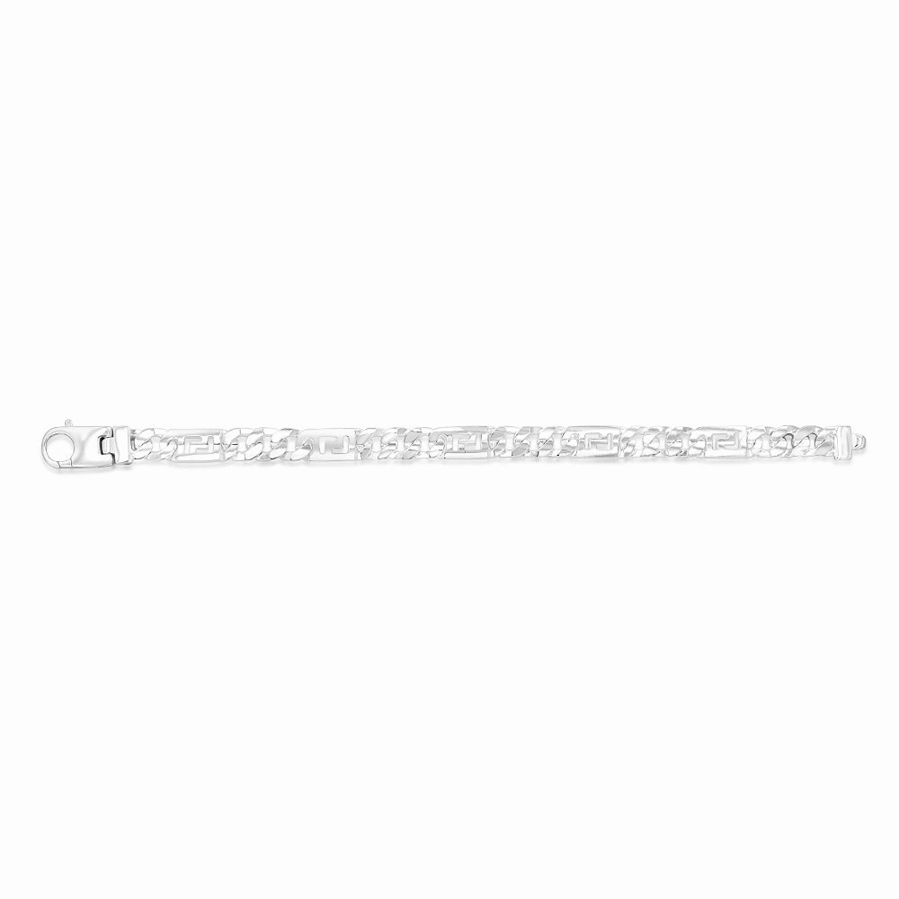 Sterling Silver Fancy 250 Gauge Curb And Green Link 23cm Bracelet