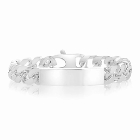 Sterling Silver Fancy 350 Gauge Oval Curb 23cm ID Bracelet