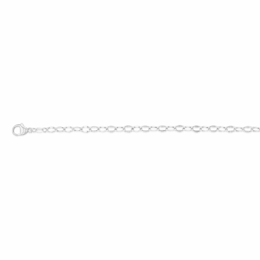 Sterling Silver Fancy Diamond Cut 19cm Bracelet