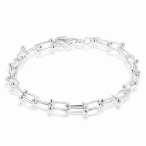 Sterling Silver Fancy U Link 19cm Bracelet