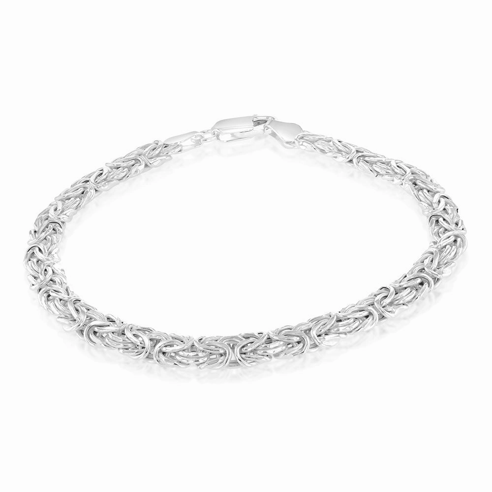 Sterling Silver Flat Byzantine 19cm Bracelet