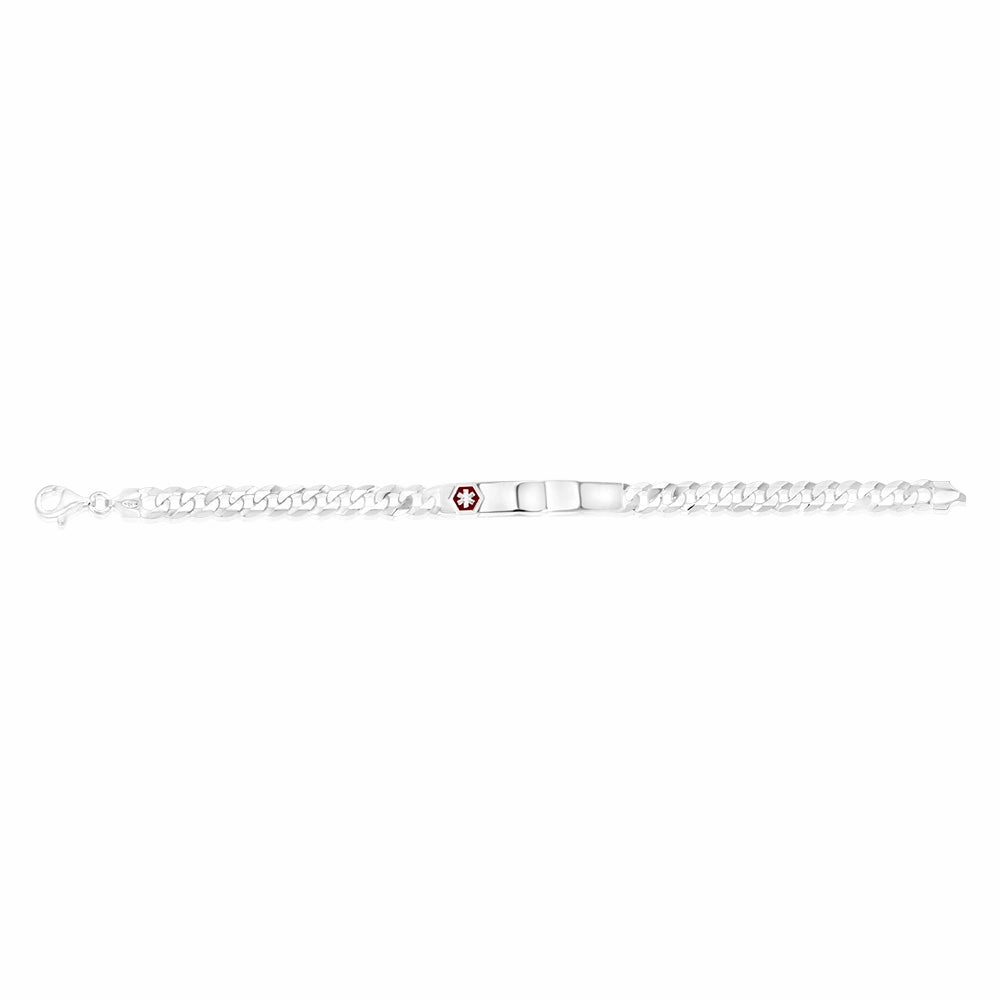 Sterling Silver Flat Curb 160 Gauge Fancy ID 19.5cm Bracelet