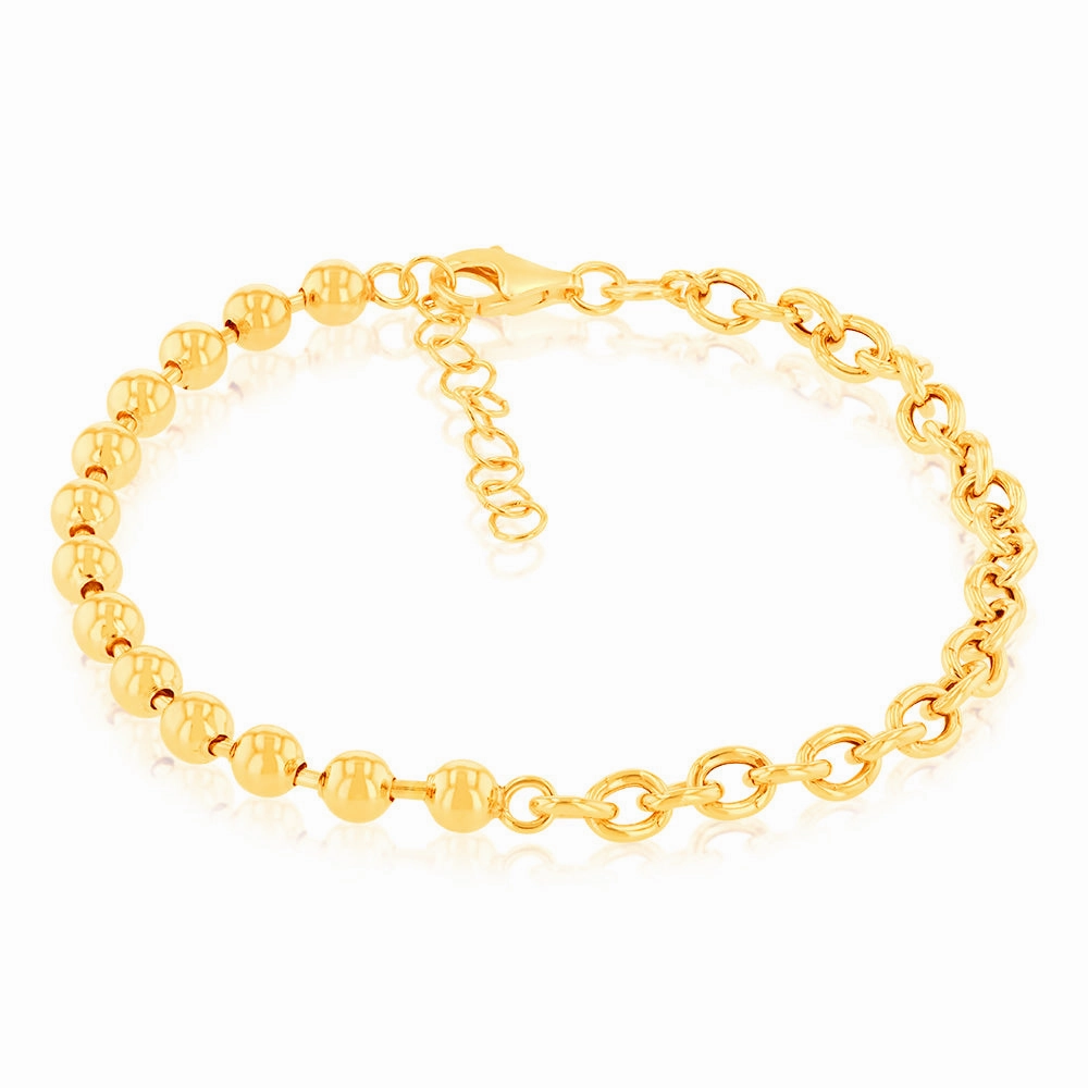 Sterling Silver Gold Plated 17 3cm Ball Bracelet