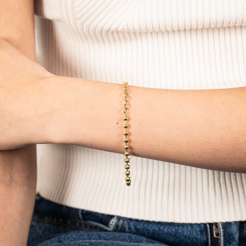 Sterling Silver Gold Plated 17 3cm Ball Bracelet