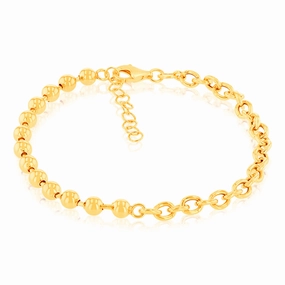 Sterling Silver Gold Plated 17 3cm Ball Bracelet