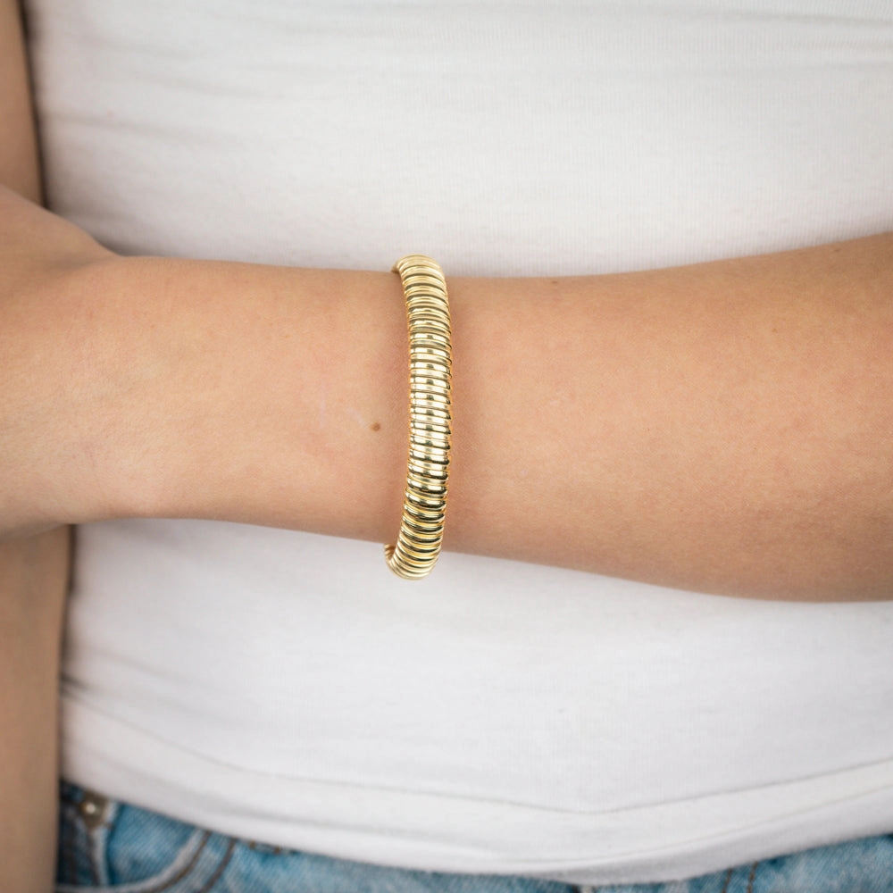 Sterling Silver Gold Plated Broad Fancy 19cm Bracelet