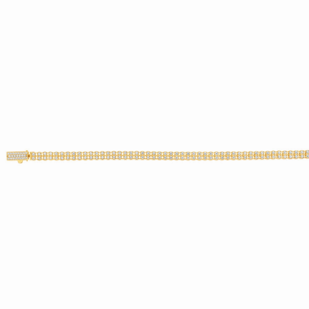Sterling Silver Gold Plated Double Row Cubic Zirconia Tennis 19cm Bracelet