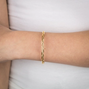 Sterling Silver Gold Plated Fancy Braided 19cm Bracelet