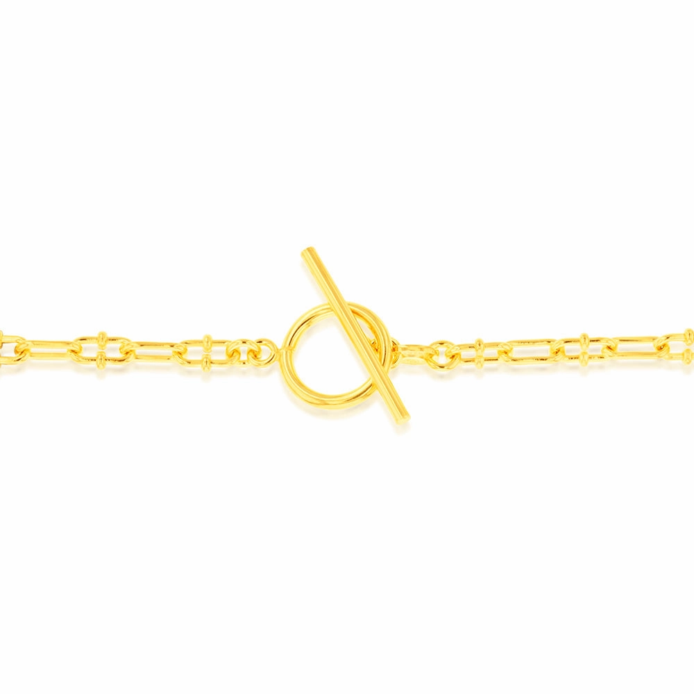 Sterling Silver Gold Plated Fancy Links T Bar Clasp 19cm Bracelet