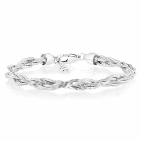 Sterling Silver Gold Plated Fancy Memory Omega 17 2cm Bracelet