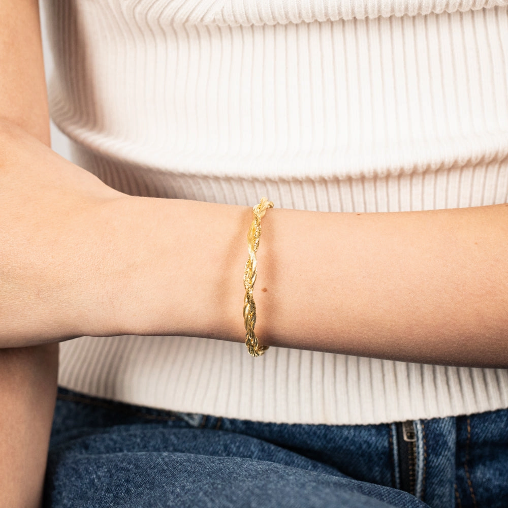 Sterling Silver Gold Plated Fancy Memory Omega 17 2cm Bracelet