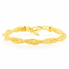 Sterling Silver Gold Plated Fancy Memory Omega 17 2cm Bracelet