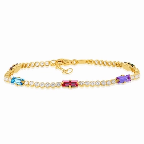 Sterling Silver Gold Plated Multicolour Beads 16 3cm Bracelet