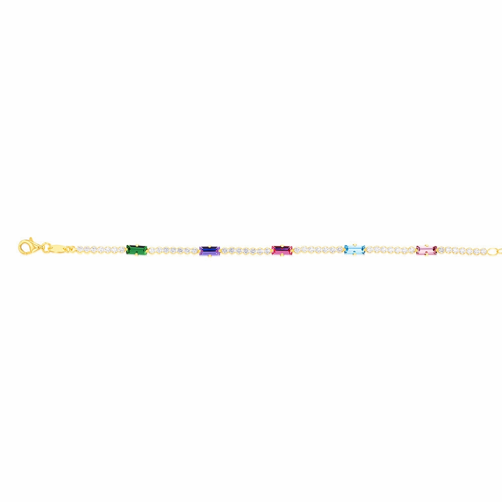 Sterling Silver Gold Plated Multicolour Beads 16 3cm Bracelet