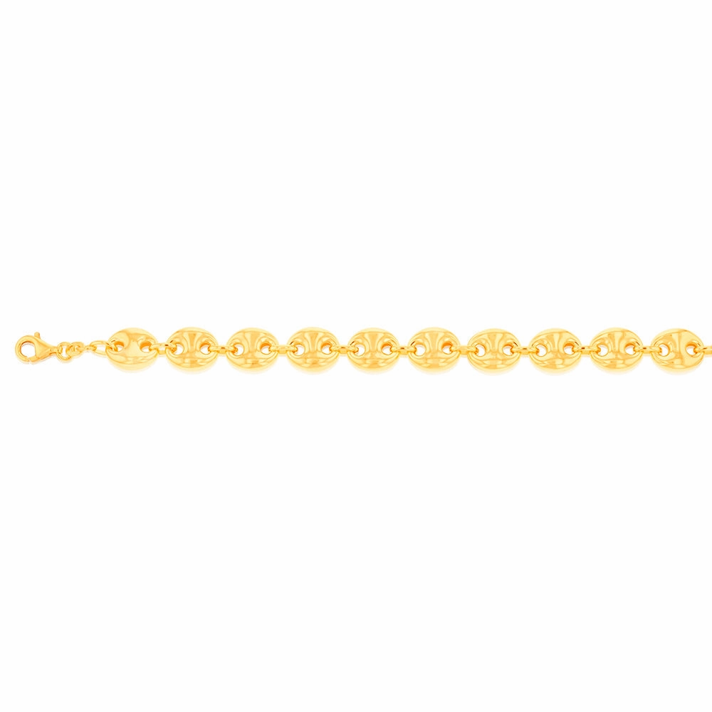Sterling Silver Gold Plated Puff 17.5cm Bracelet