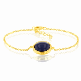 Sterling Silver Gold Plated Synthetic Lapis 16 3cm Bracelet