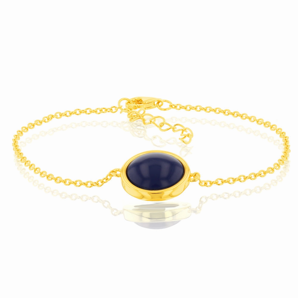 Sterling Silver Gold Plated Synthetic Lapis 16 3cm Bracelet