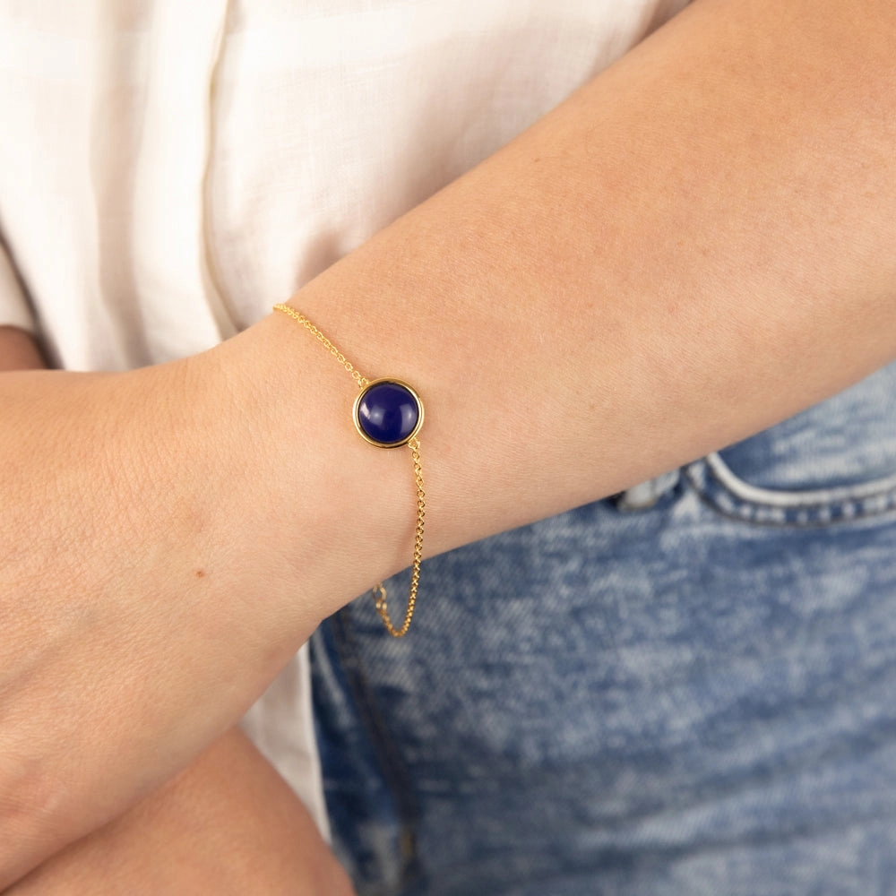 Sterling Silver Gold Plated Synthetic Lapis 16 3cm Bracelet