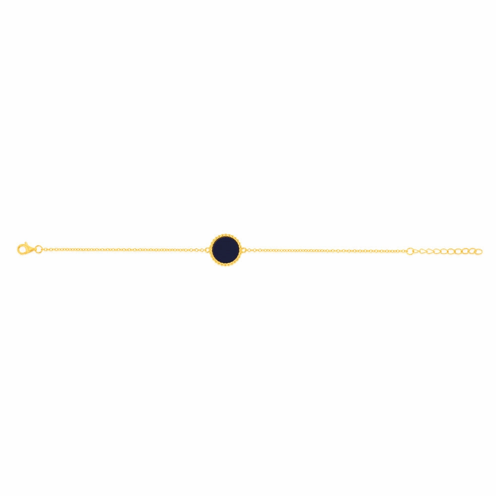 Sterling Silver Gold Plated Synthetic Lapis Charm 16 3cm Bracelet