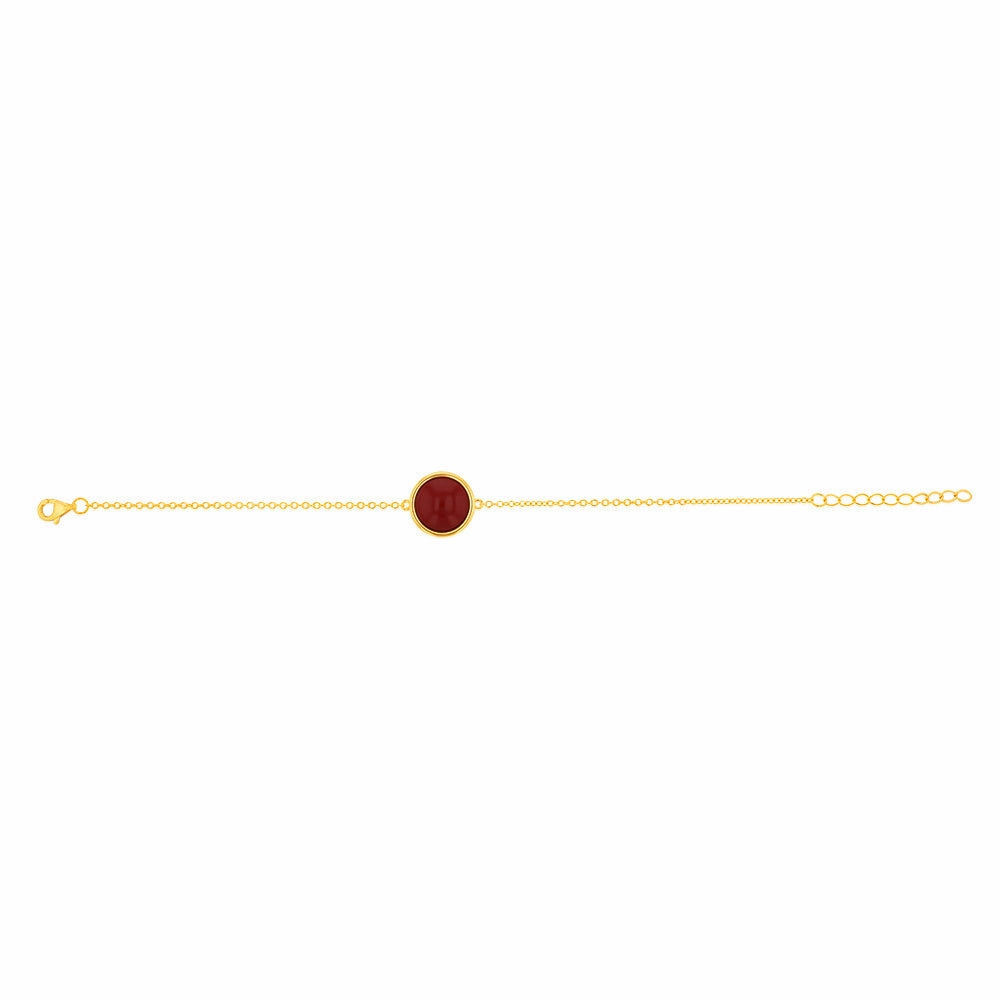 Sterling Silver Gold Plated Synthetic Red Coral Charm 16 3cm Bracelet