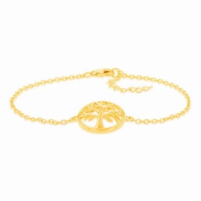 Sterling Silver Gold Plated Tree Of Life 16 3cm Bracelet