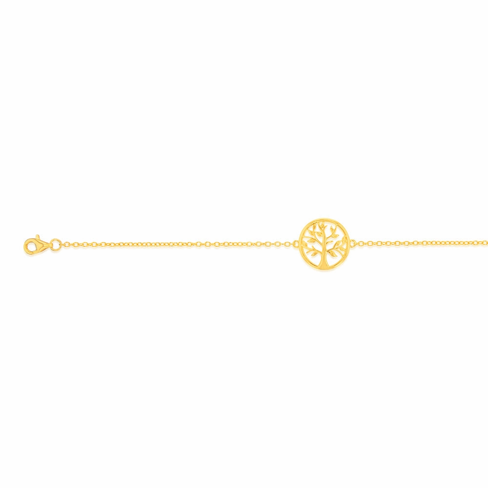 Sterling Silver Gold Plated Tree Of Life 16 3cm Bracelet