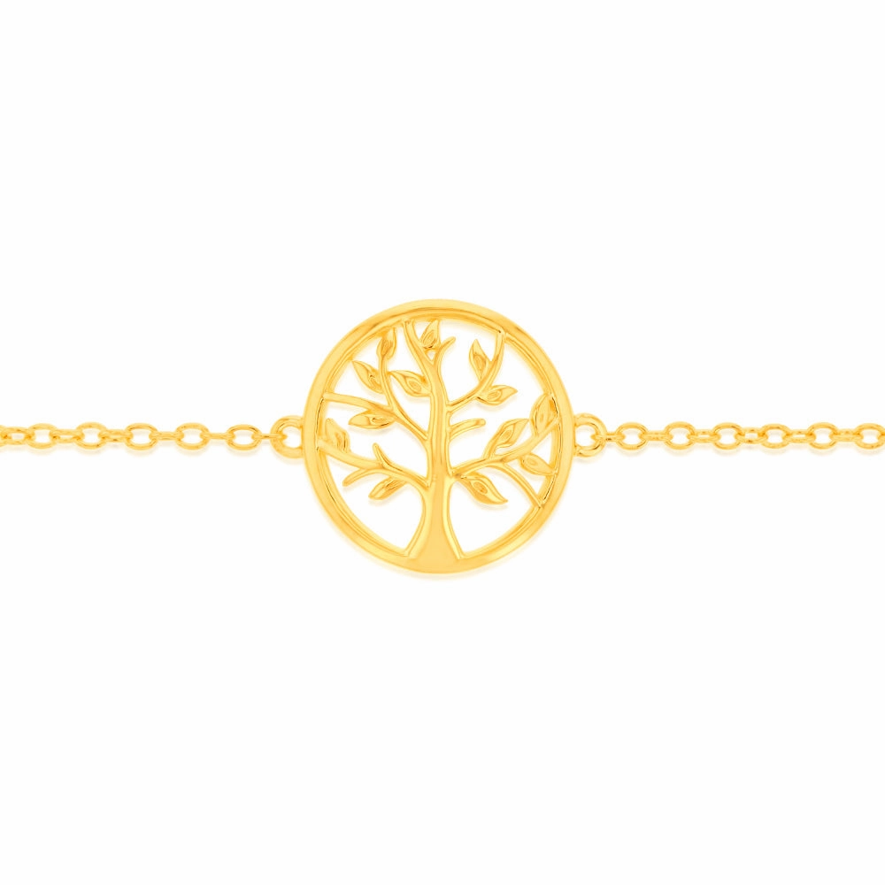 Sterling Silver Gold Plated Tree Of Life 16 3cm Bracelet