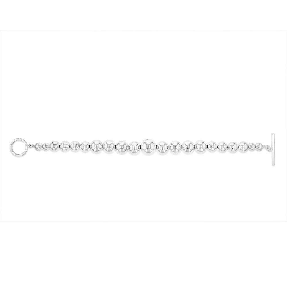 Sterling Silver Graduating Balls T Bar Clasp 19cm Bracelet