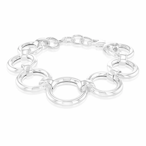 Sterling Silver Graduating Circles Link 19cm Bracelet