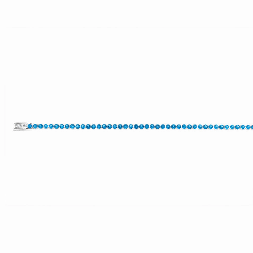Sterling Silver Ink Blue Zirconia 19cm Tennis Bracelet
