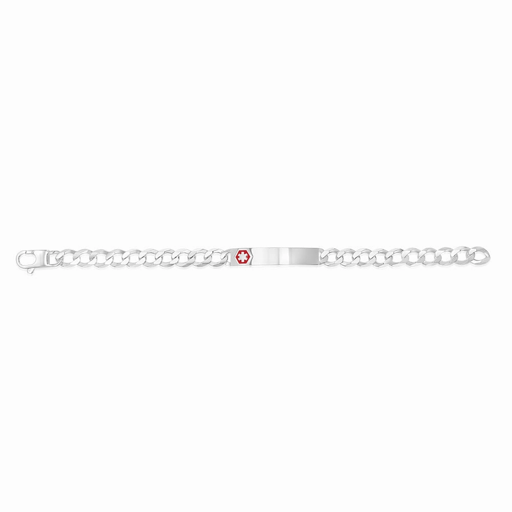 Sterling Silver Open 180 Gauge Curb Fancy ID 21cm Bracelet