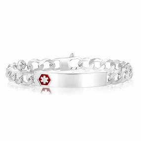 Sterling Silver Open 180 Gauge Curb Fancy ID 21cm Bracelet