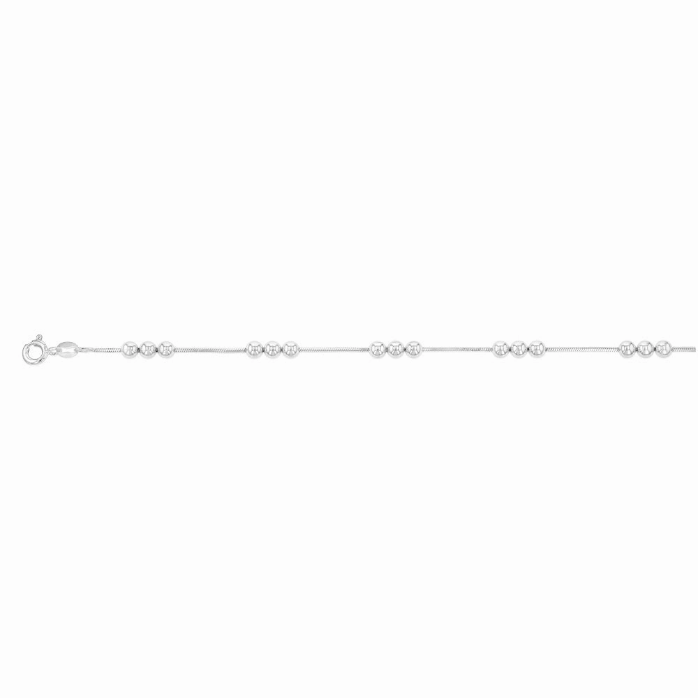 Sterling Silver Polished Silver Beads 19cm Bracelet