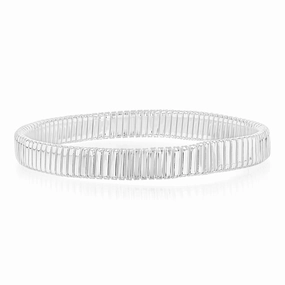 Sterling Silver Polished Wide Ribbed 68mm Bangle