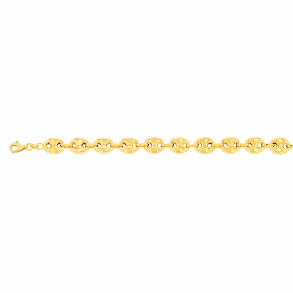 Sterling Silver Puff Gold Plated 17.5cm Bracelet
