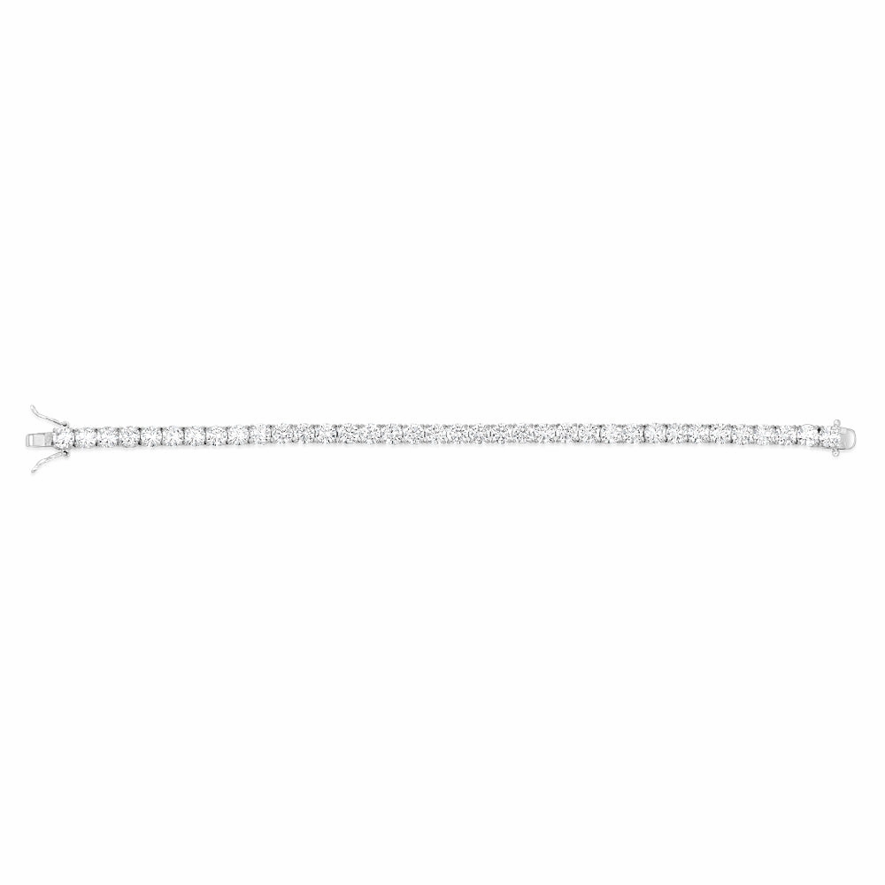 Sterling Silver Rhodium Plated 5mm Cubic Zirconia 18.4cm Bracelet